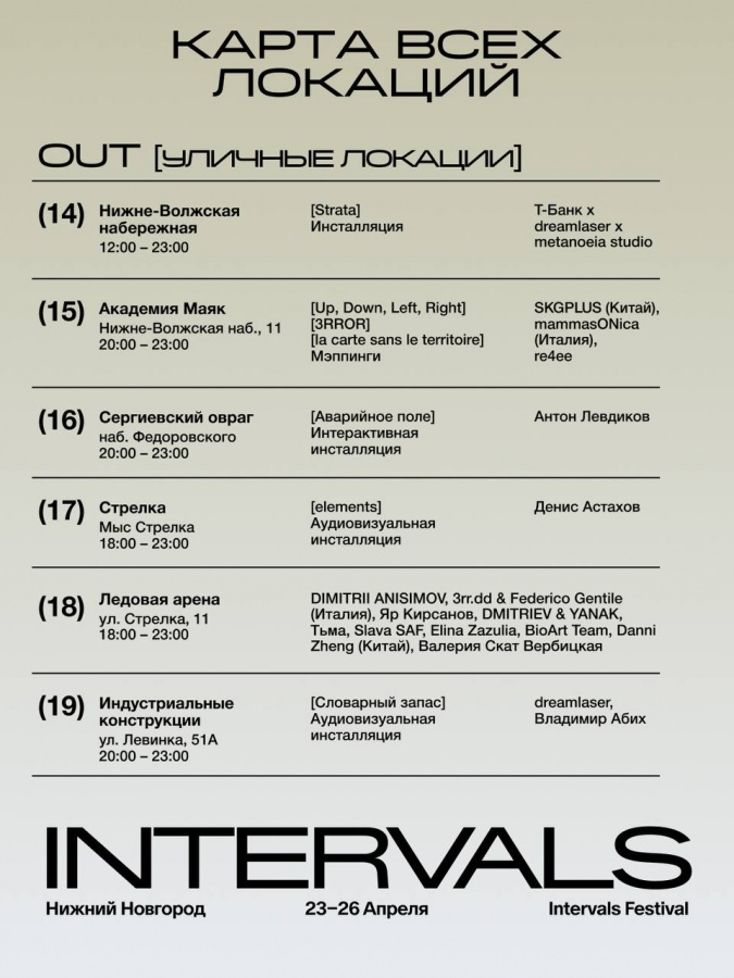 INTERVALS &mdash; 2026 в Нижнем Новгороде: карта и полная программа фестиваля - фото 9